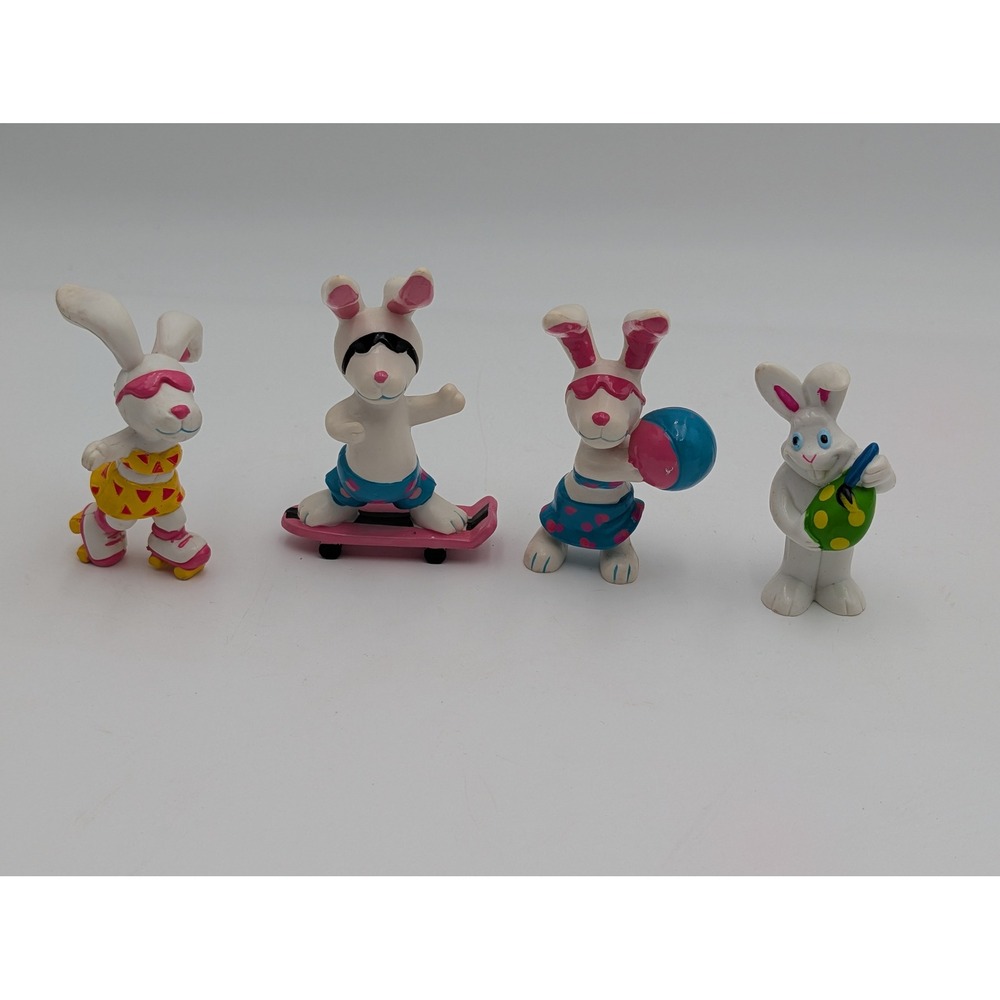 Applause Topps Beachbunnies Easter Bunny Figures Skateboard Skates Lot of 4